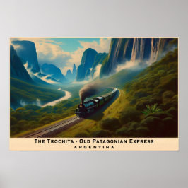 Vintage Steam Tåg i Patagoniska bergen Poster
