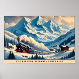 Vintage Steam Tåg i Snowy-Alpernorna Poster