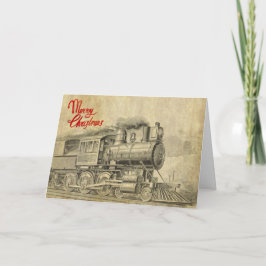 Vintage Steam Tåg illustrerar julkortet Helgkort