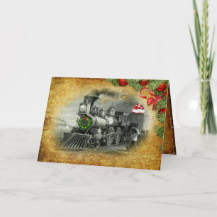 Vintage Steam Tåg jul Helgkort