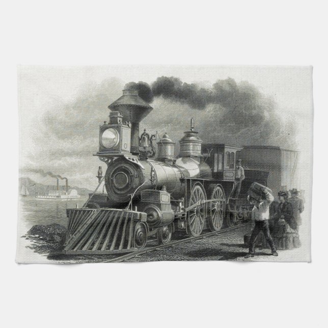 Vintage Steam Tåg Kökshandduk (Horisontell)