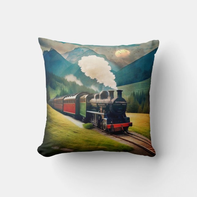 Vintage Steam Tåg Kudde (Framsida)