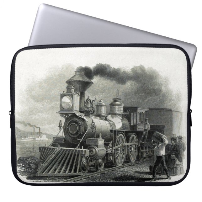 Vintage Steam Tåg Laptop Fodral (Framsidan)