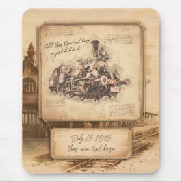 Vintage Steam Tåg/Locomotive Art. Drivrutinsgåva Musmatta