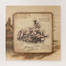 Vintage Steam Tåg/Locomotive Art. Drivrutinsgåva Pussel
