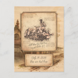 Vintage Steam Tåg/Locomotive Art. Drivrutinsgåva Vykort