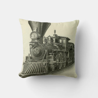 Vintage Steam Tåg Locomotive Kudde