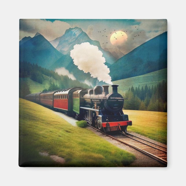 Vintage Steam Tåg Magnet (Framsidan)