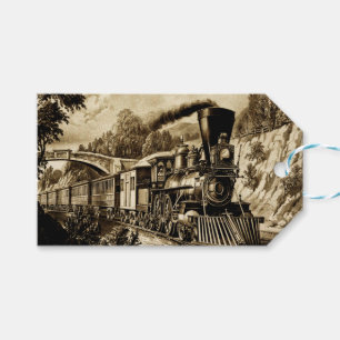 Vintage Steam Tåg Man's Födelsedagsfest Tack Presentetikett