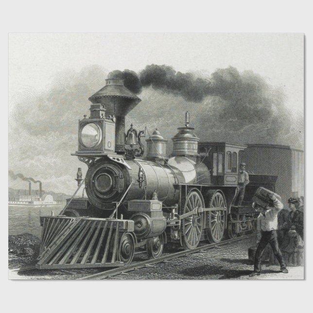 Vintage Steam Tåg Presentpapper (Platt)