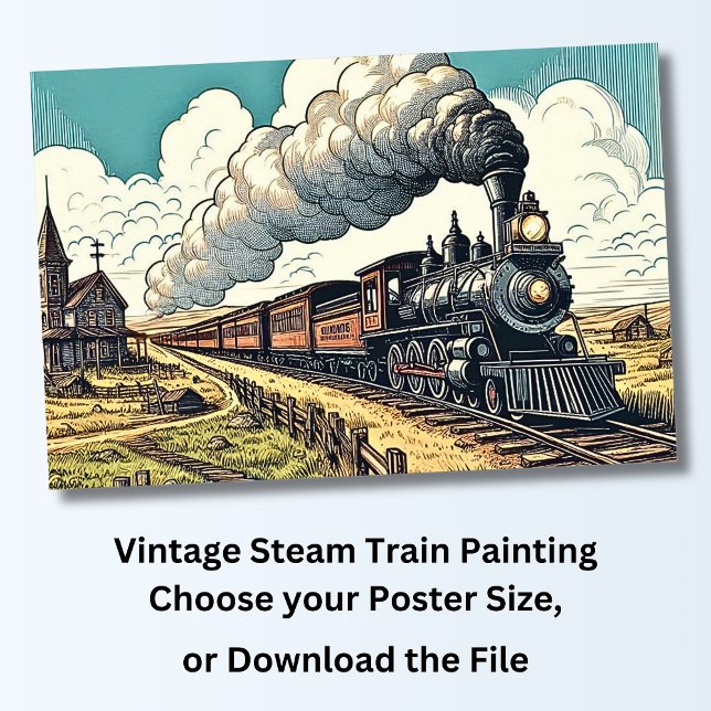Vintage Steam Tåg Teckning Poster (Skapare uppladdad)