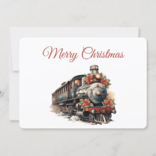 Vintage Steam Tåg Traditionell jul Julkort