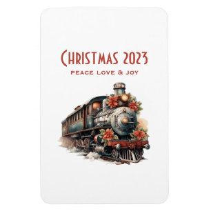 Vintage Steam Tåg Traditionell jul Magnet