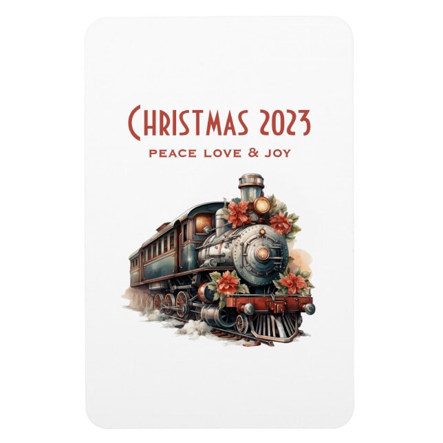 Vintage Steam Tåg Traditionell jul Magnet (Vertikal)