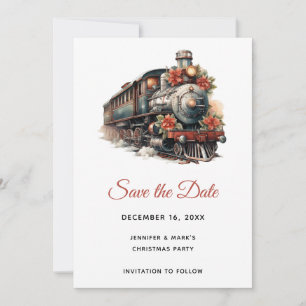 Vintage Steam Tåg Traditionell jul Spara Datumet