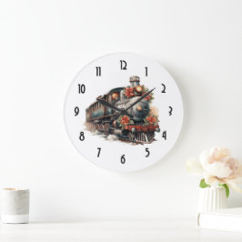 Vintage Steam Tåg Traditionell jul Stor Klocka