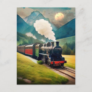 Vintage Steam Tåg Vykort