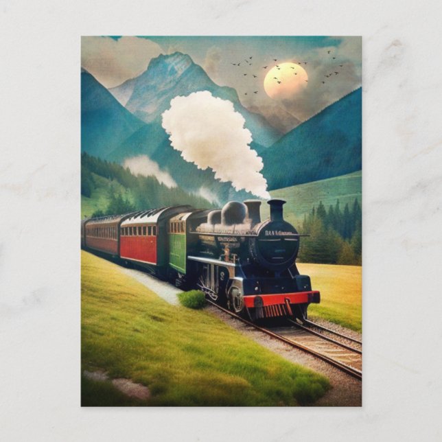Vintage Steam Tåg Vykort (Framsida)