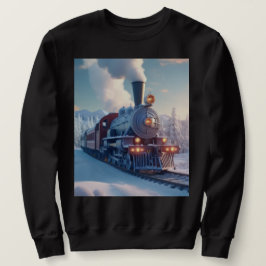 Vintage Steam Tåg Winter Ligcape Snö Mountain Lång Ärmad Tröja