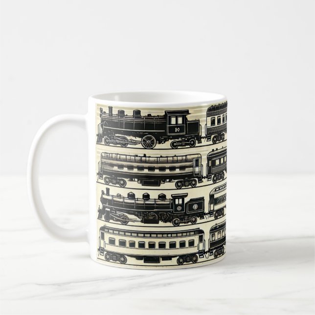 Vintage Steam Train Pattern | Heritage Railway Mug Kaffemugg (Vänster)