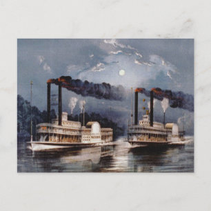 Vintage Steamboat-Tävlan i Mississippi River Vykort