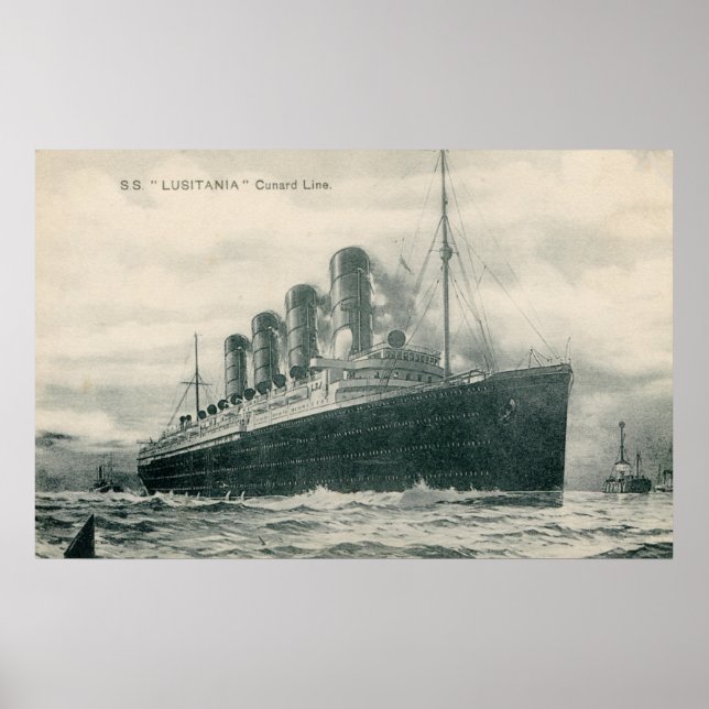 Vintage Steamer SS Lusitania Poster (Framsidan)