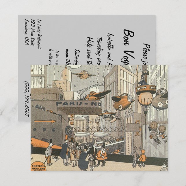 Vintage Steampunk Avresa Festinladning Inbjudningar (Fram/baksida)