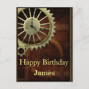 Vintage Steampunk Birthday Vykort