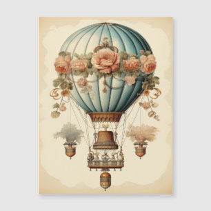 Vintage Steampunk Blommigt Blue Luftballong