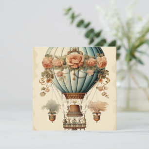 Vintage Steampunk Blommigt Blue Luftballong