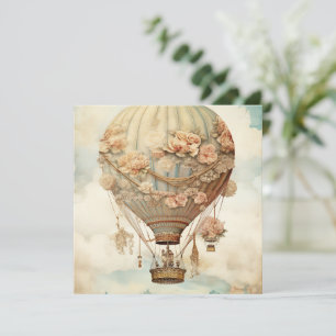 Vintage Steampunk Blommigt Blue Luftballong (2)