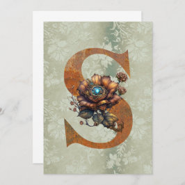 Vintage Steampunk Blommigt Brev S Note Card Anteckningskort