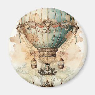Vintage Steampunk Blue Luftballong (2) Magnet
