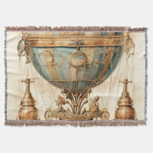 Vintage Steampunk Blue Luftballong (3) Filt