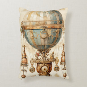 Vintage Steampunk Blue Luftballong (3) Prydnadskudde