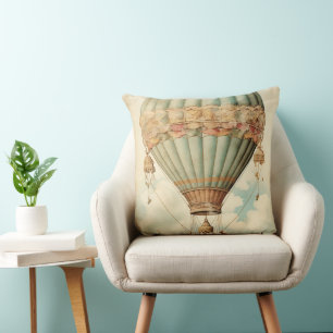 Vintage Steampunk Blue Luftballong Kudde