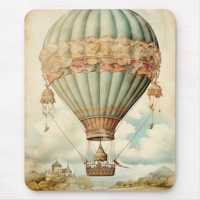 Vintage Steampunk Blue Luftballong Musmatta (Framsidan)