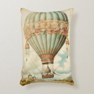 Vintage Steampunk Blue Luftballong Prydnadskudde