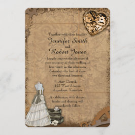 Vintage Steampunk Bride bröllopsinbjudan Inbjudningar