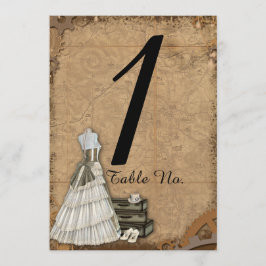 Vintage Steampunk Brud Hustru Bord Nummer Inbjudningar