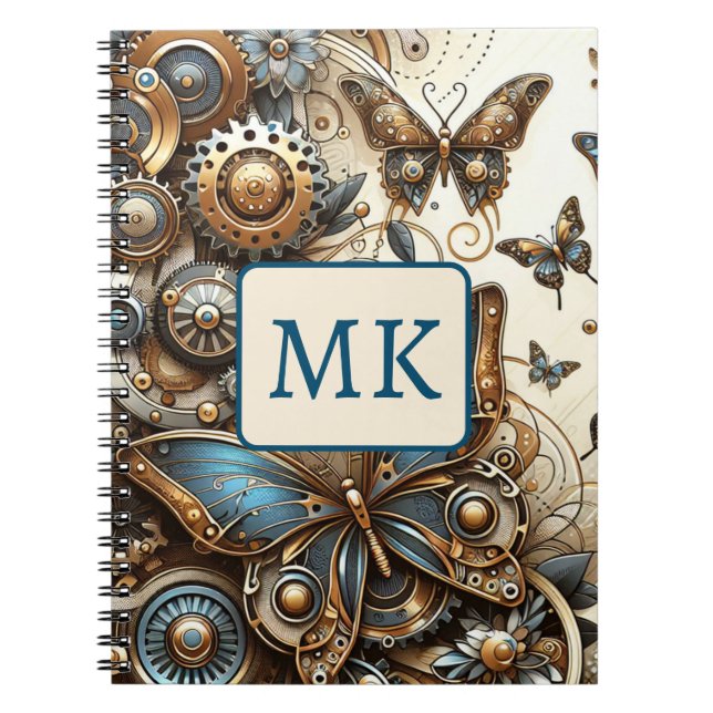 Vintage Steampunk Butterflies Anteckningsbok (Framsidan)