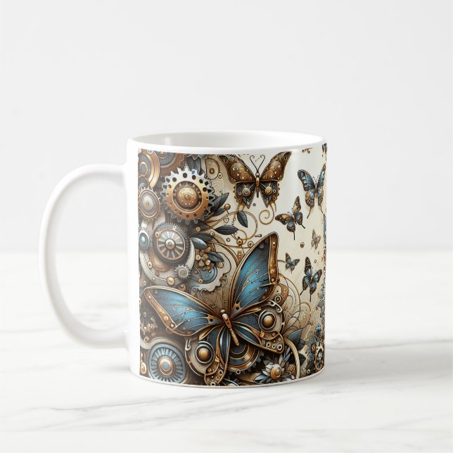 Vintage Steampunk Butterflies Kaffemugg (Vänster)