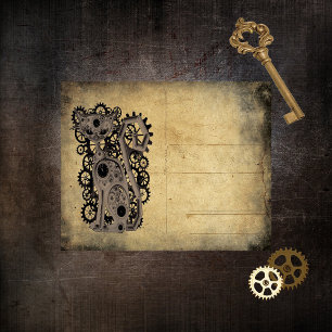 Vintage Steampunk Cat Scrapbook Papper