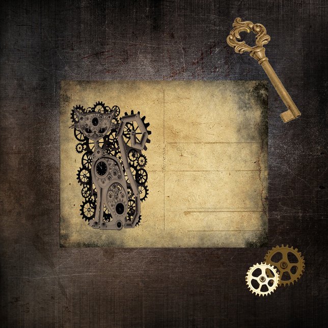 Vintage Steampunk Cat Scrapbook Papper (Skapare uppladdad)