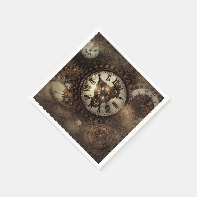 Vintage Steampunk Clocks Pappersservett (Hörn)