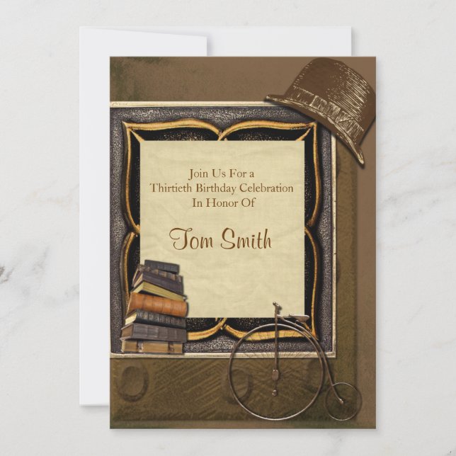 Vintage Steampunk Collage Birthday Inbjudningar (Framsida)
