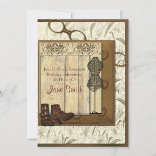 Vintage Steampunk Collage Birthday Inbjudningar