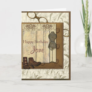 Vintage Steampunk Collage Birthday Kort