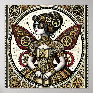 Vintage Steampunk Fairy Poster