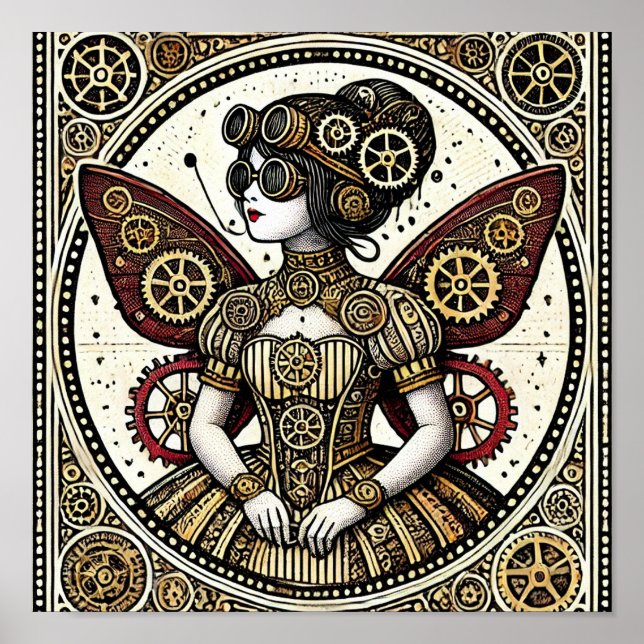 Vintage Steampunk Fairy Poster (Framsidan)